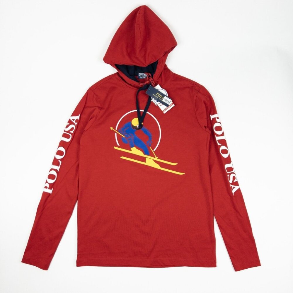 Polo Ralph Lauren Suicide Skier Hoodie Men's XS Pullover Lightweight Red - Picture 2 of 14